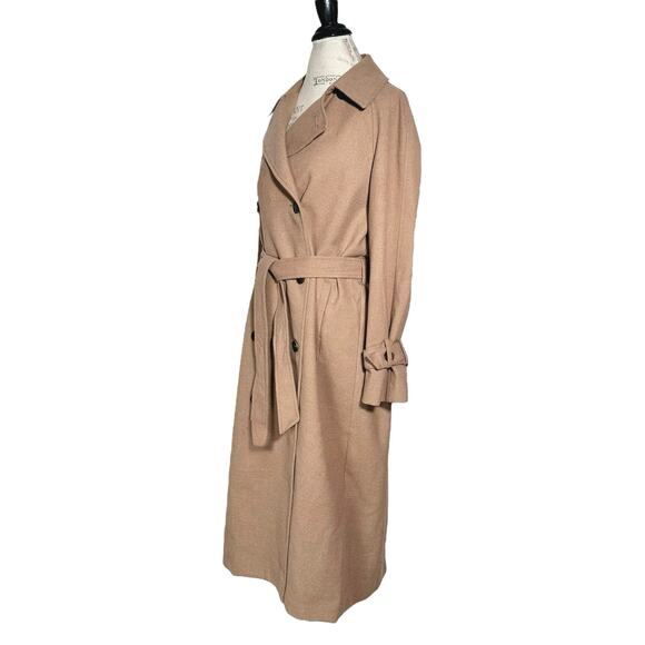 H&M | Women | Dark Beige Neutral Classic Belted Long Twill Trench Coat | Small - Picture 4 of 16
